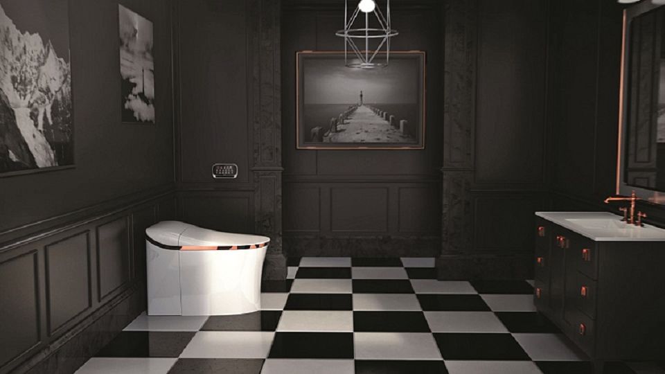 3.6 Thiết kế phòng tắm nhỏ với tông màu Monochrome (Trắng - Đen)